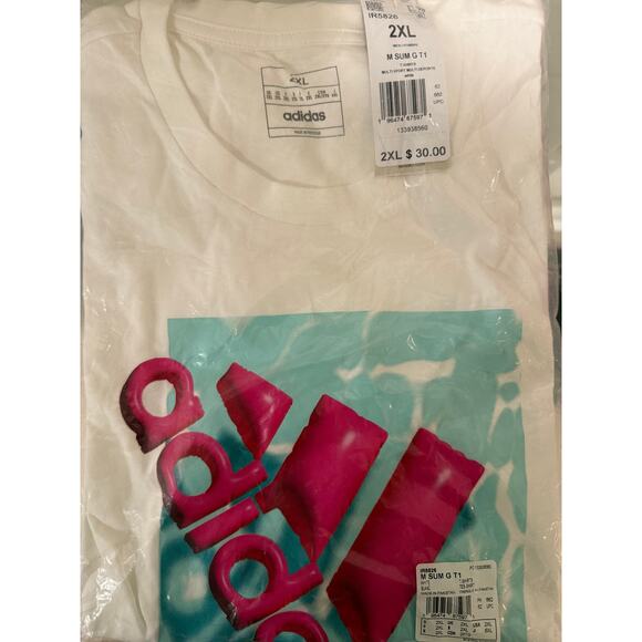 NEW Adidas Graphic Tee White IR5826 Men's Size XXL Shirt T-Shirt Logo - Picture 4 of 5